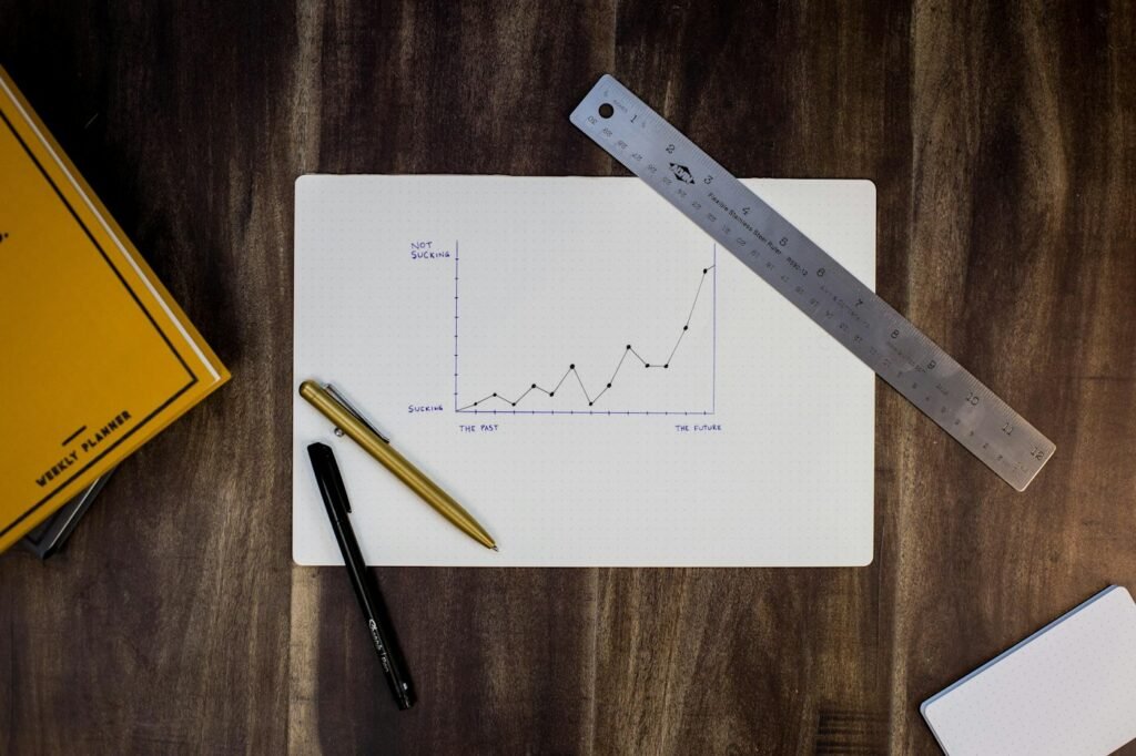 Marketing performance charts and analytics on a desk